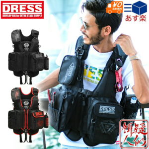 エントリー&楽天カードでP3倍+5倍☆[DRESS(ドレス)]フローティングゲームベスト Air(サポーター付) [ブラック×ブラック/ブラック×レッド] タックルベスト シーバス ウェーディング 浮力体 釣り
