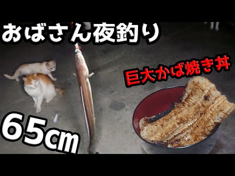 【飯テロ】そのサイズ65㎝！ついに主釣り達成？巨大アナゴを巨大かば焼き丼にしてみた！！【8月石巻】
