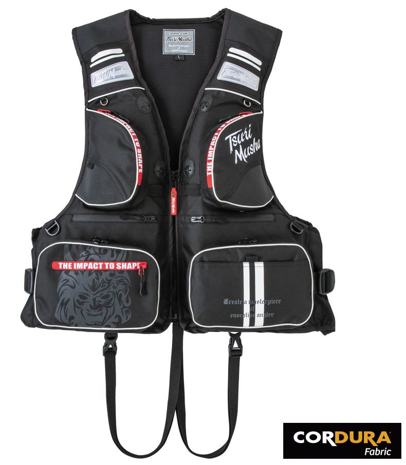 2022’釣武者　釣武者　Mushaフェイス コーデュラフローティングベスト　Lサイズ ライフジャケット 磯釣り フカセ グレ チヌ イサキ 底物 クエ 石鯛 クチジロ