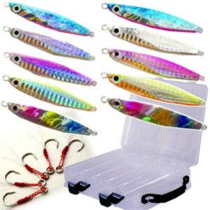 UMiNEKO メタルジグ セット NEKOジグ 5色 10個 7g 12g ジグ セット ジギング ルアー セット ケース アシストフック5本 ソルトウォーター プラグ デイゲーム ナイトゲーム シルバー ブルー ピンク 必釣コットンキャンディ有 お買い物マラソン