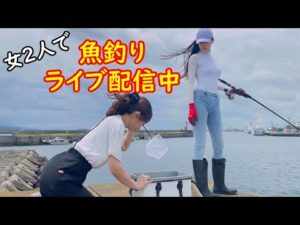 女2人で夜釣りライブ配信やってます🎣