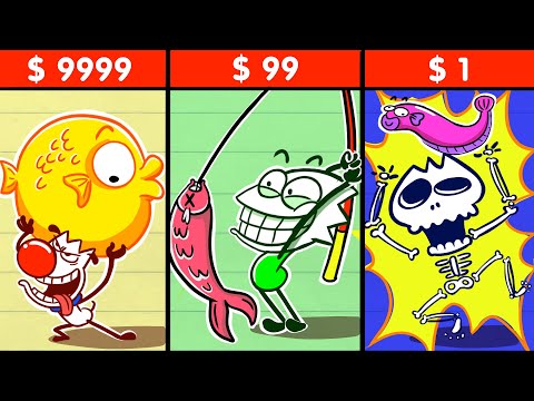 初心者 vs プロ vs ハッカー Max で釣りをする | The Joy of Fishing | Animated Short Films