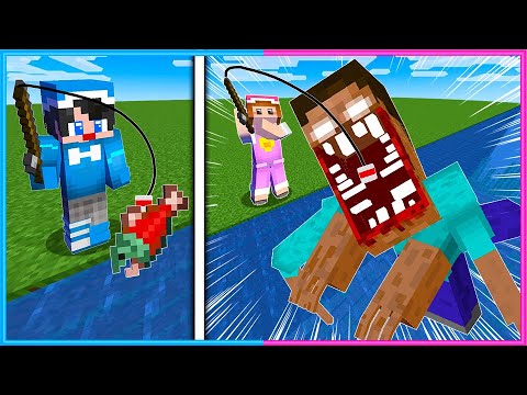 なんでも釣れるマインクラフトで釣り勝負😊🎣【 マイクラ / Minecraft  】