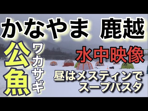 【水中映像・釣り】かなやま 鹿越 車中泊でワカサギ釣り！キャンプ飯 メスティンでゆるキャン△スープパスタ