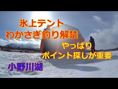 2023年1月28日　小野川湖　氷上テント　わかさぎ釣り解禁　お宝ポイントを探せ