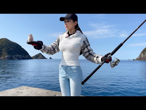 OLの釣りVlog🎣驚くほど激安の釣りエサで大きい魚を釣りました‼特別な休日、釣り、大自然、堤防、焼肉と最高の1日♥