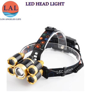 LAL HIGH POWER 5 HEAD LIGHT LED エルエーエル ハイパワー ヘッドライト 5フラッシュ 点滅点灯機能付き コンセント USBケーブル 電池付き【すぐに使える！アメリカで人気のLED万能ライト 懐中電灯 防災 災害対策 アウトドア 釣り 登山 自転車 作業灯 懐中電気 ライト】
