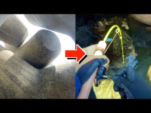 【落下】テトラを中から見上げて穴釣りしてみたら、、