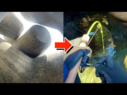 【落下】テトラを中から見上げて穴釣りしてみたら、、