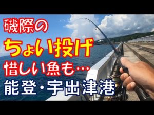 磯際のちょい投げ釣り・惜しい魚も…＠能登・宇出津港