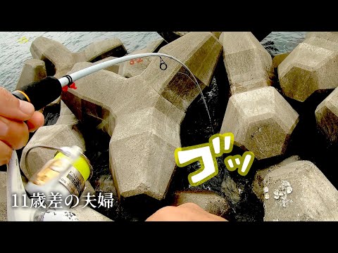 【 何度でも穴 】美味しい”ヤツ”が潜んでる穴で釣りしたら…忘れられないソイの寿司。ひたすら汗だくの・・・穴釣り　#海釣り #夫婦 #穴釣り