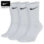 【15％OFFクーポン対象】ナイキ 3P コットン ライトウェイト クルー ソックス + モイスチャーマネージメントnike ユニセックス ジム SU23 ふくらはぎ バスケ サッカー 通学用 アクセサリー sportsac fitness headwearac sx4704-101 靴下 トレーニング bf5040