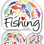 釣りステッカー アイ ラブ フィッシング 魚拓 3点セット FS215 フィッシング ステッカー 釣り グッズ