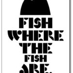 釣りステッカー カシラアイコン 魚のいるところで釣りをせよ ブラック FS120 フィッシング ステッカー 釣り 趣味 グッズ