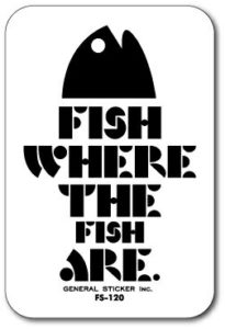 釣りステッカー カシラアイコン 魚のいるところで釣りをせよ ブラック FS120 フィッシング ステッカー 釣り 趣味 グッズ